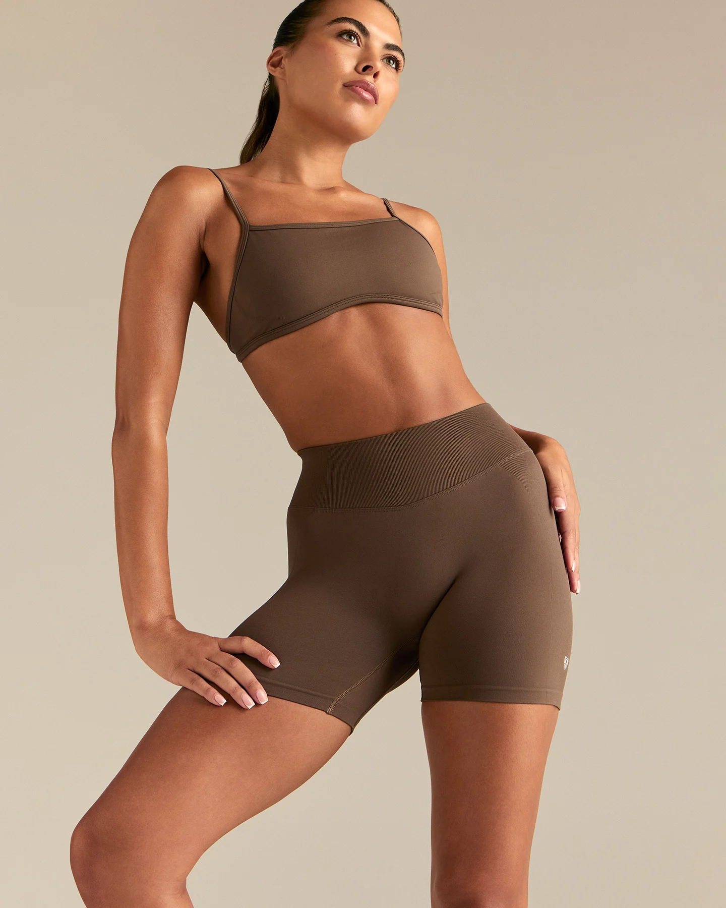 Emphasize Mid Waist 5" Shorts | Milk Chocolate - Image 8