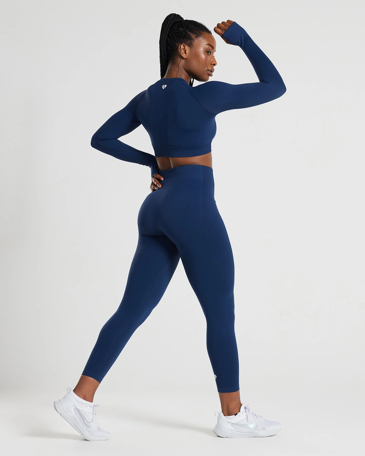 Power Long Sleeve Crop Top | Sapphire Blue - Image 6